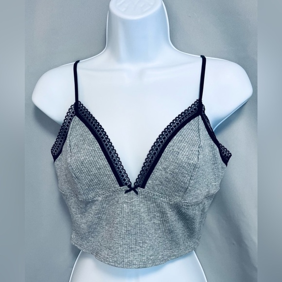 Victoria's Secret Cropped Tank Top Sz XL Gray - Picture 1 of 7